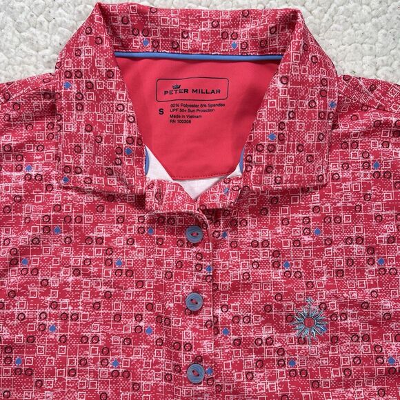 Peter Millar Sleeveless Golf Polo Shirt Women’s Small Pink Geo Print Athliesure - Picture 2 of 10